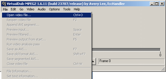 Virtualdub Open file